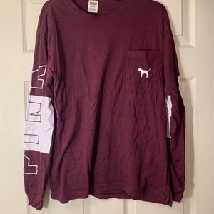 VICTORIA SECRET PINK LONGSLEEVE SIZE LARGE MAROON